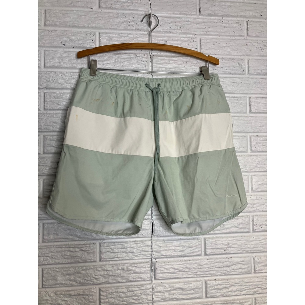 Minnow Swim Shorts Mens L Green Good Colorblock Board Trunks‎ Drawstring